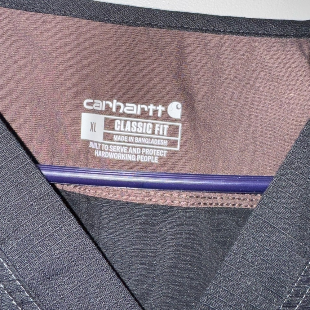 Carhartt Ripstop Scrub Top  XL Black V-Neck Workwear Medical Utility - Picture 9 of 10